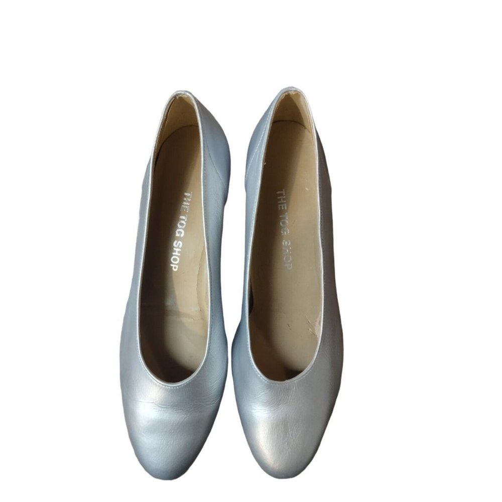 Vintage 80s 90s Silver Leather The Tog Shop Flats Shoes size 7